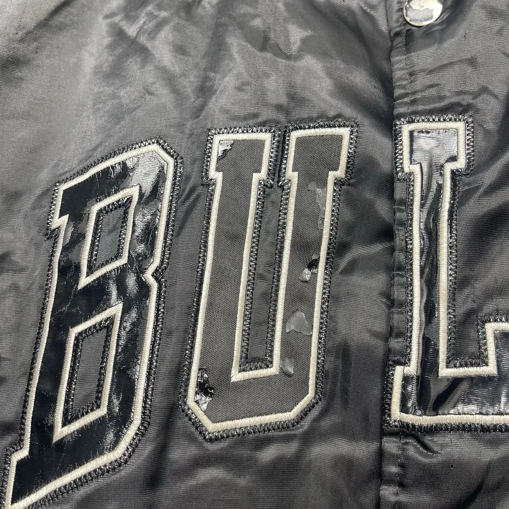Vintage Chicago Bulls Satin Starter Jacket Mens 2XL Varsity Snap Front Black 90s